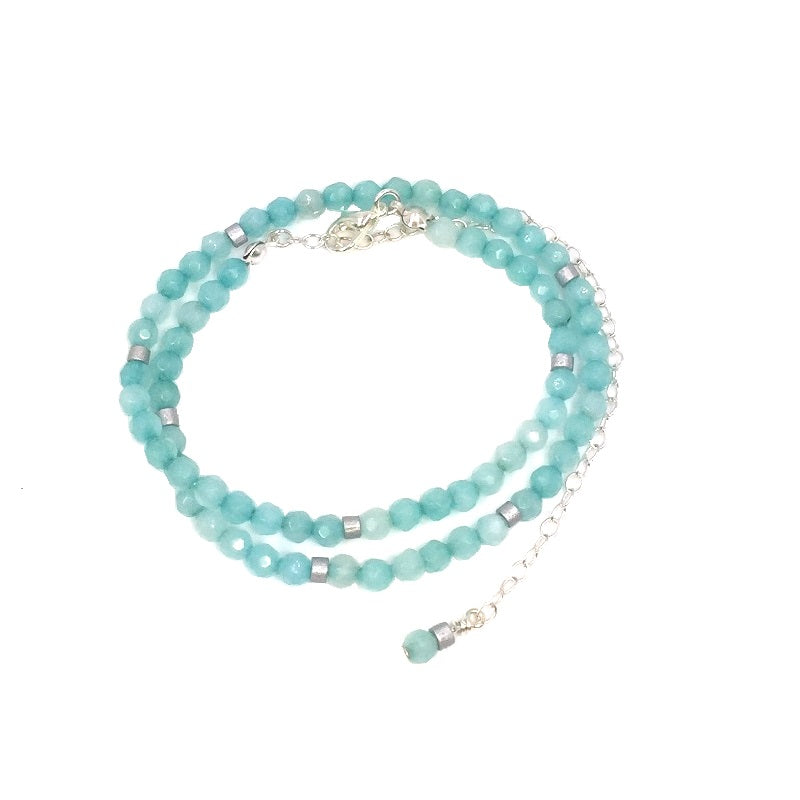 Aqua Amazonite Choker / Wrap Bracelet - Divine Schematic
